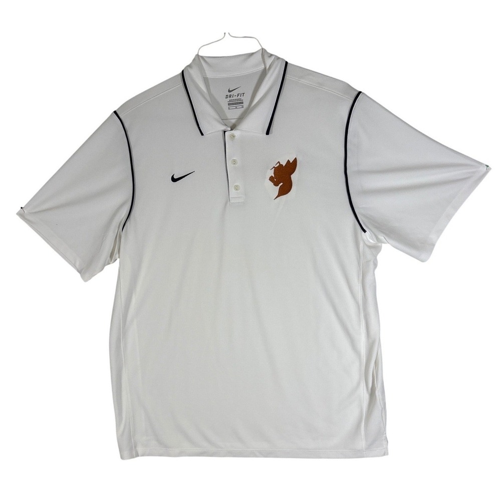 Nike Dri-FIT Mens XL White Short Sleeve Polo Shirt Performance Golf Graphic Logo